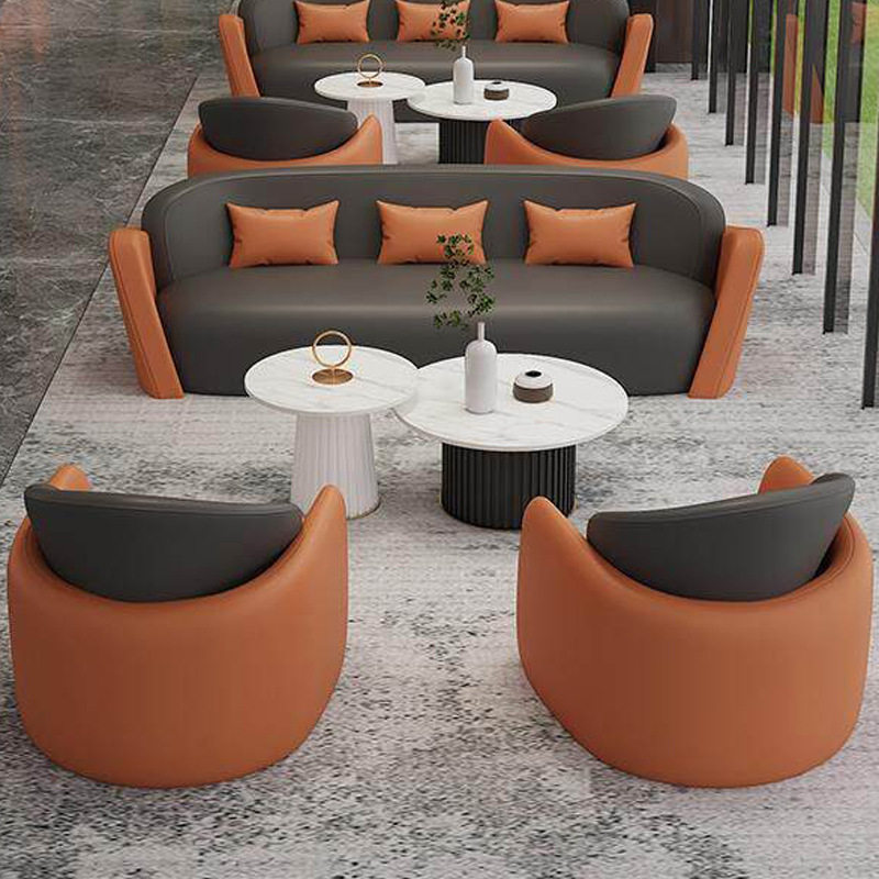 Sofá de recepción de ventas de postres cafetería sofá mesa de té combinación de empresas de negocios sofá mesa redonda