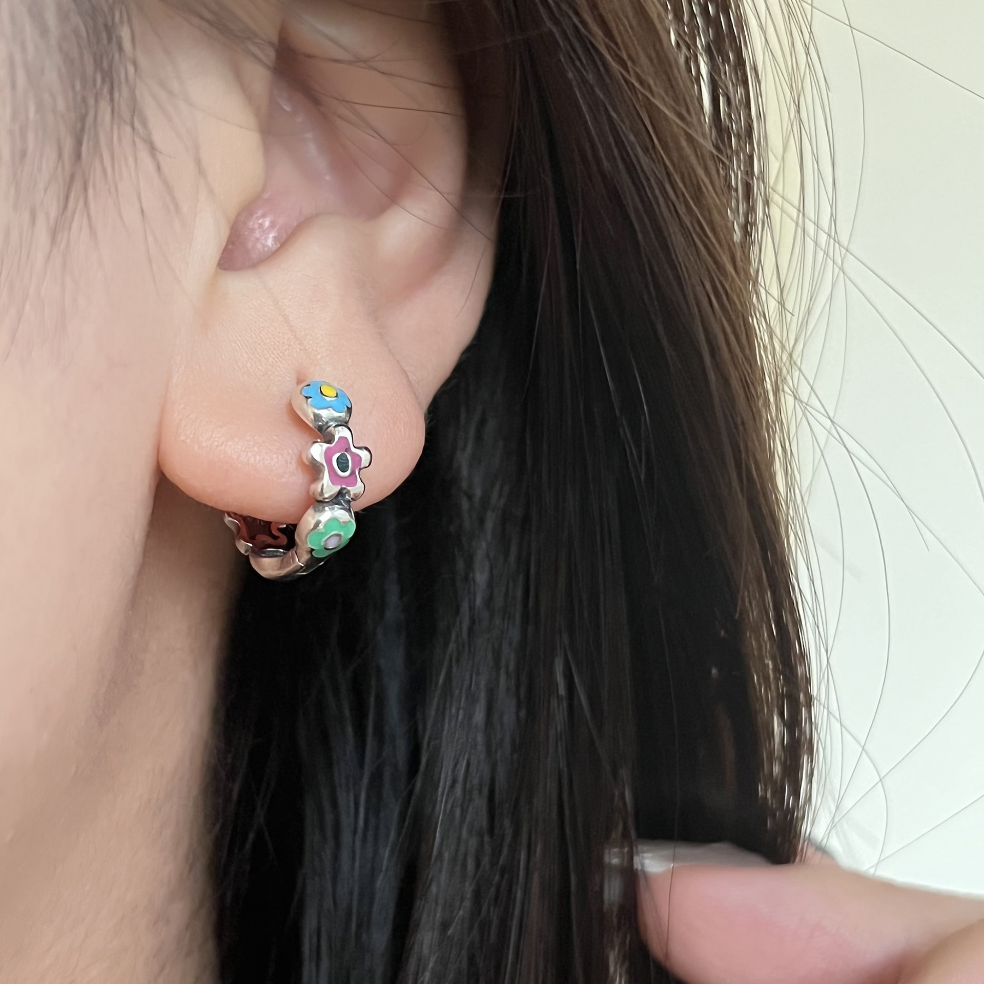 1 Piece Ig Style Star Flower Enamel Copper Earrings display picture 1