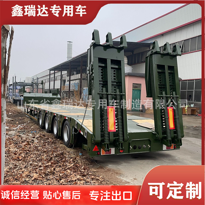 Exported to Africa Heavy-Duty Low-Flatbed Semi-Trailer with a Load Capacity of 80 Tons Semi-Trailer 15.5m Excavator Trailer