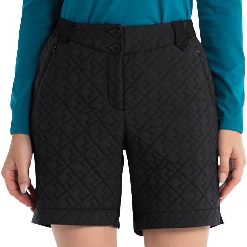 Quần golf thể thao nữ thu đông lót cotton, thắt lưng co giãn giữ ấm — KUZ171-Quần short cotton đen, KUZ171-Quần short cotton trắng