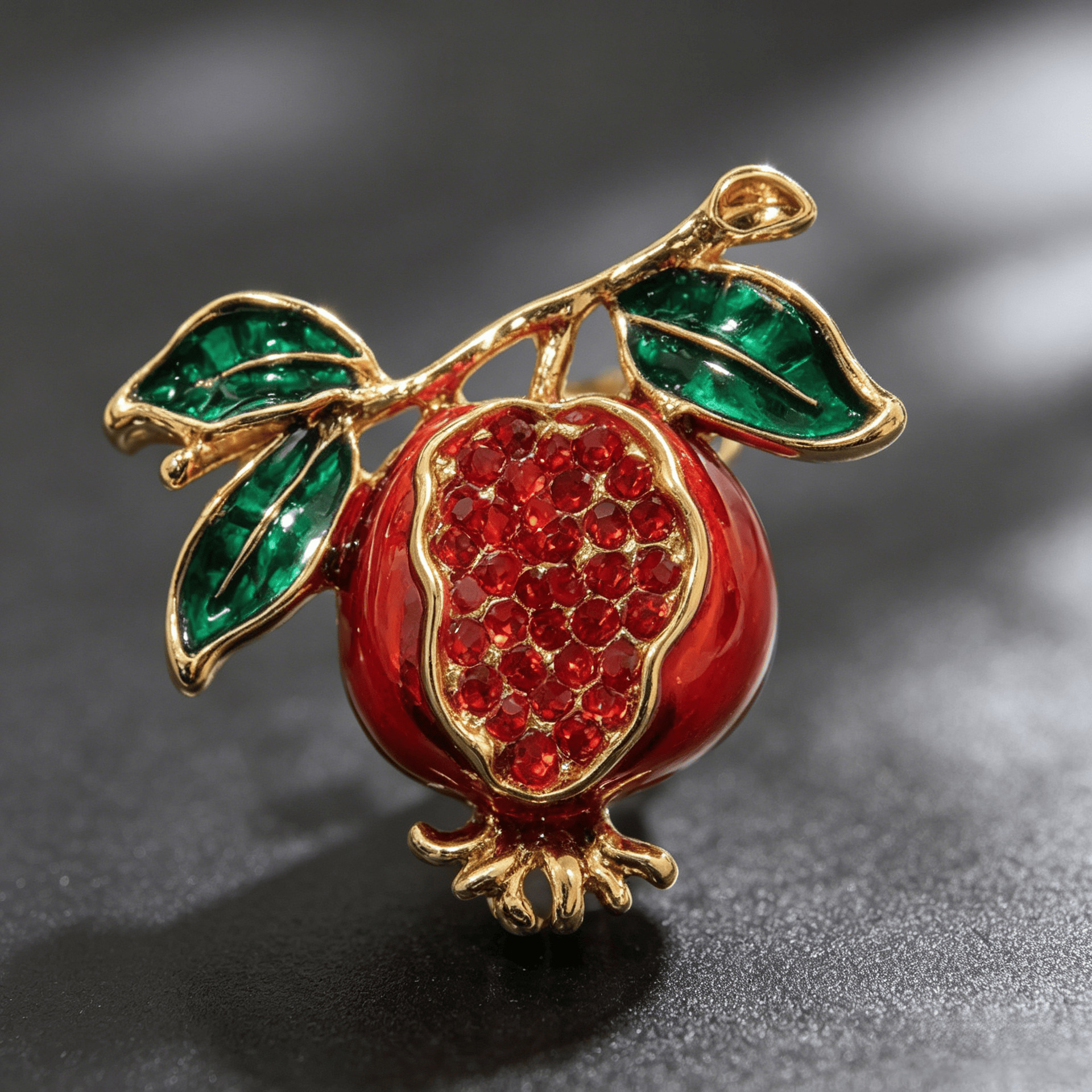 Traditional Chinese-style pomegranate brooch, exquisite enamel pin, high-end accessory for suits and coats, symbolizing abundance and good fortune, a unique and stylish piece of jewelry