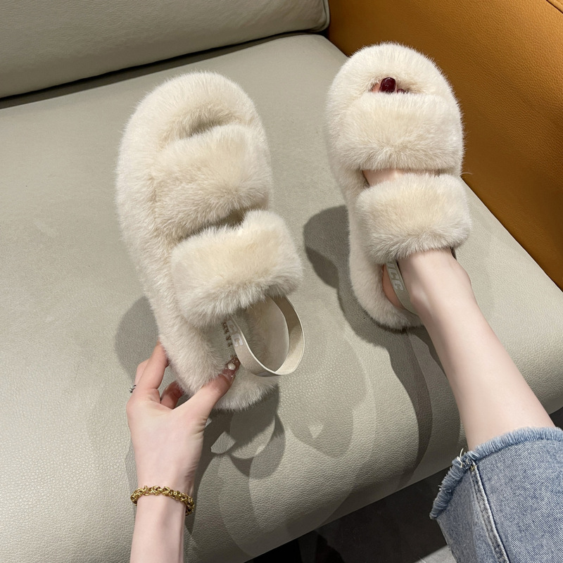 Foreign trade new Mao Mao slippers 2022 Europe and the United States large size women's shoes cross-border supply after the strap home slippers women Wholesale Foreign trade new Mao Mao slippers 2022 Europe and the United States large size women's shoes cross-border supply after the strap home slippers women Wholesale