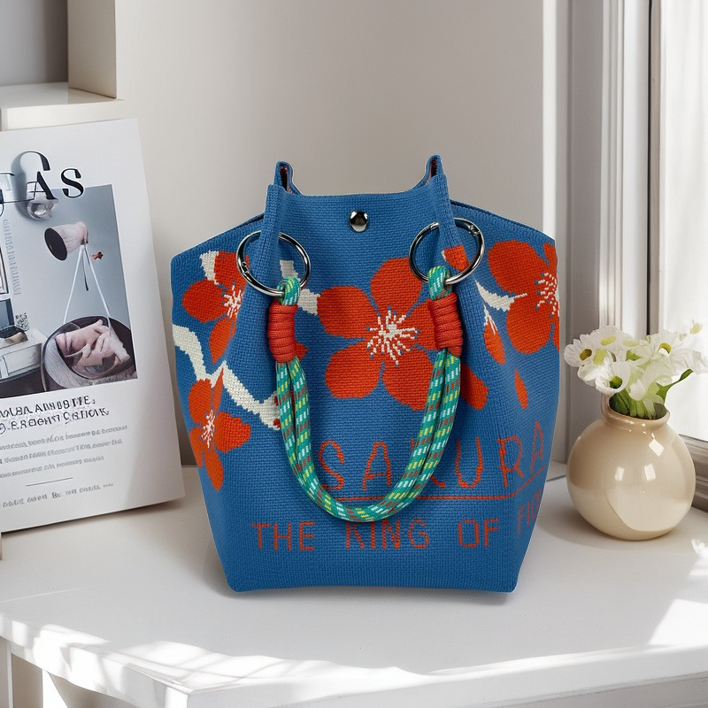 Nicho de diseño blanco y negro jersey jersey bolso de mano casual versátil gran capacidad bolso de mochila fábrica directa