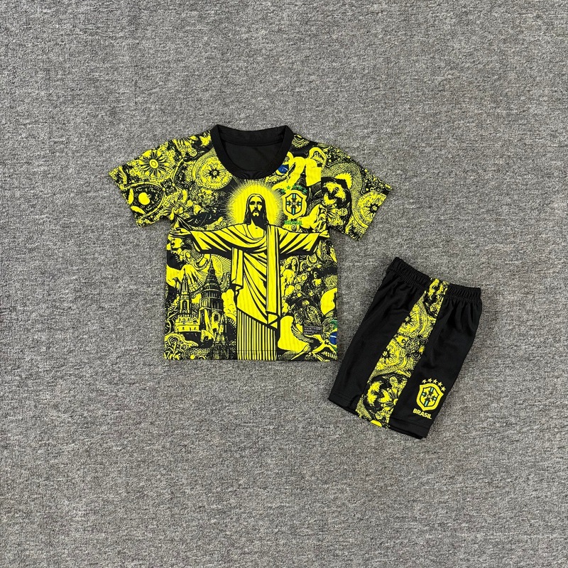 2526足球俱乐部儿童装套装特别版足球服巴西皇马巴萨短袖t恤球衣|undefined