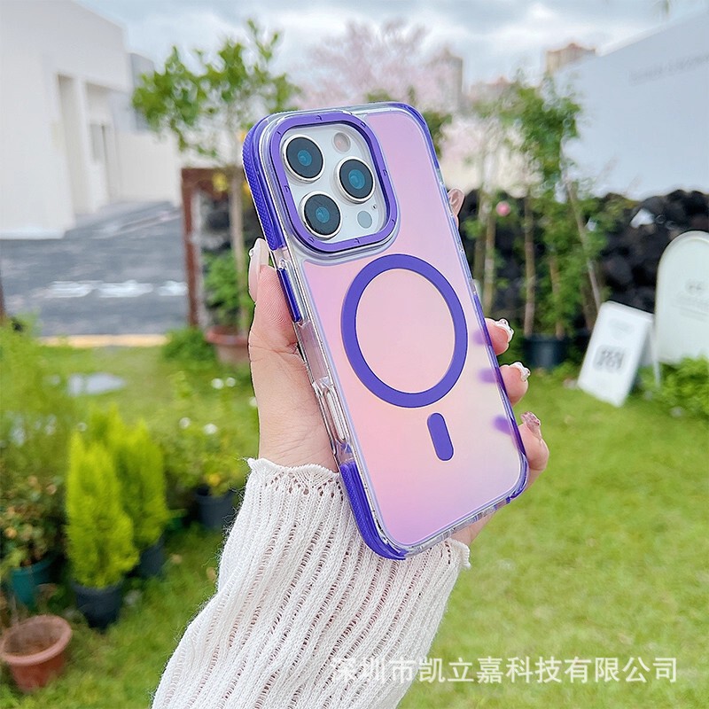 适用iPhone17讯彩渐变磁吸手机壳苹果16PROMAX侧边防滑防摔保护套|undefined