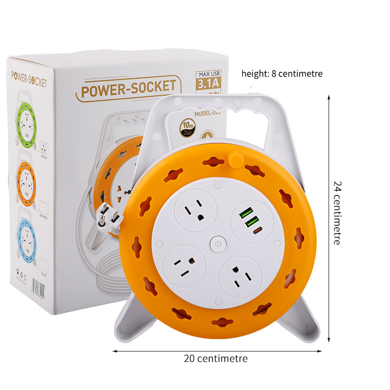 Jack multipropósito de estilo británico y americano 5m m 10m m de disco de cable largo disco de cable retráctil almacenamiento de cable USB