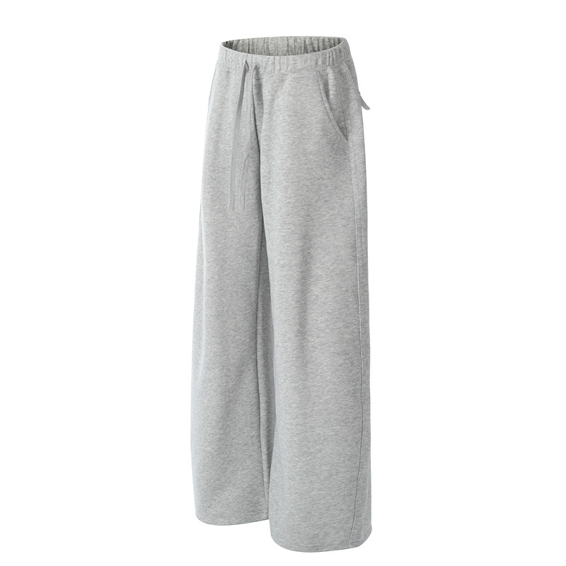 DC C836-1 American-style elastic waist drawstring sports black casual pants men's and women's loose straight wide leg drape