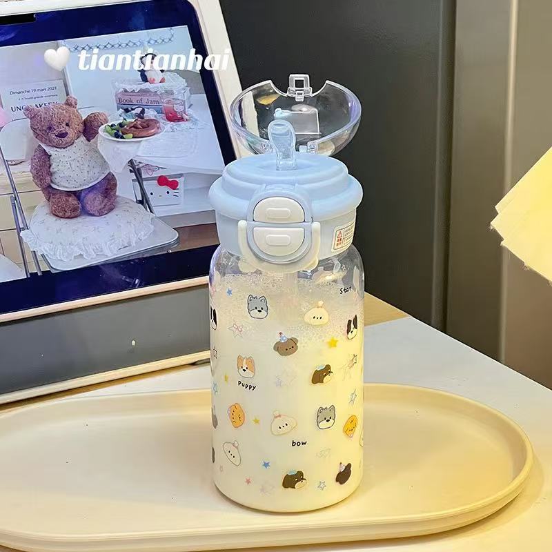 高颜值2025女生塑料杯夏季水杯外出新款便携双饮吸管可爱学生杯子|undefined