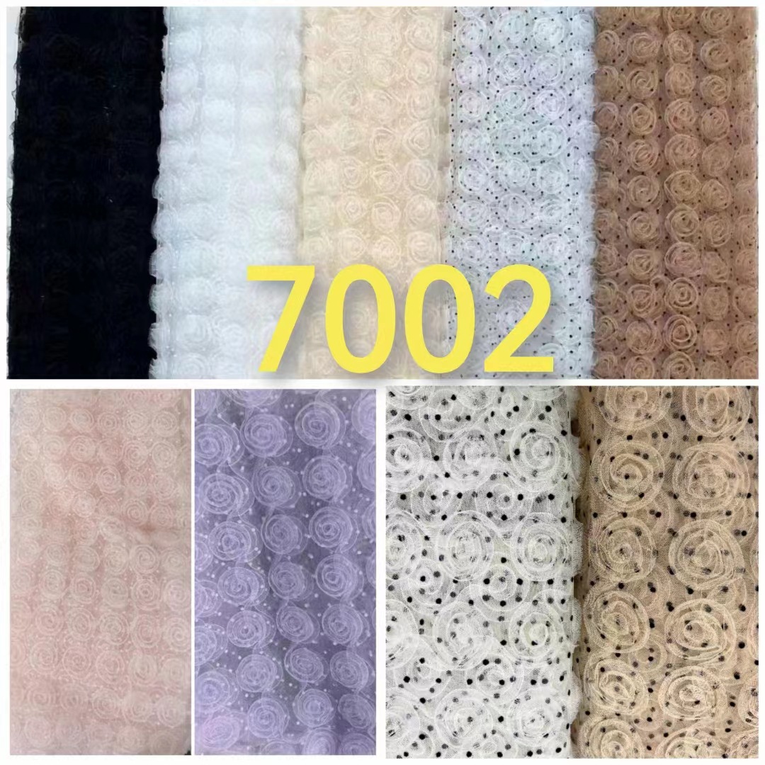 热卖款多色供应~锦瑞士网点点植绒小玫瑰花立体钩花 仙美网纱面料