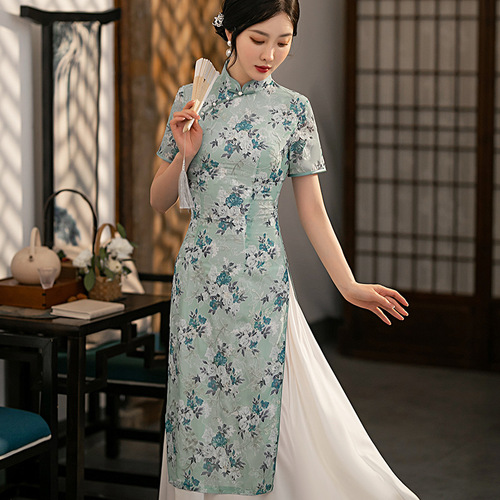 Women Chinese dress Oriental Retro Qipao Cheongsam model show miss etiquette dress morality daily temperament improved cheongsam dresses 
