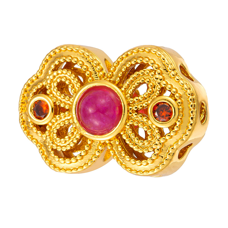 Antiguo método oro goteando aceite azul quemado colgante cuentas Dios de la riqueza atrapador de sueños flor cuentas de tambor accesorios de bricolaje joyería de transferencia