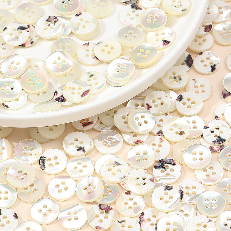 In-Stock Natural Shell Buttons, Four-Hole Tower Shell Buttons, High-End Simple Accessories for Sweaters, Shirts, Chiffon, and Knitwear