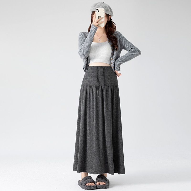 Real shot of the 2026 new maternity autumn-winter slim-fit casual versatile umbrella skirt, lazy long skirt