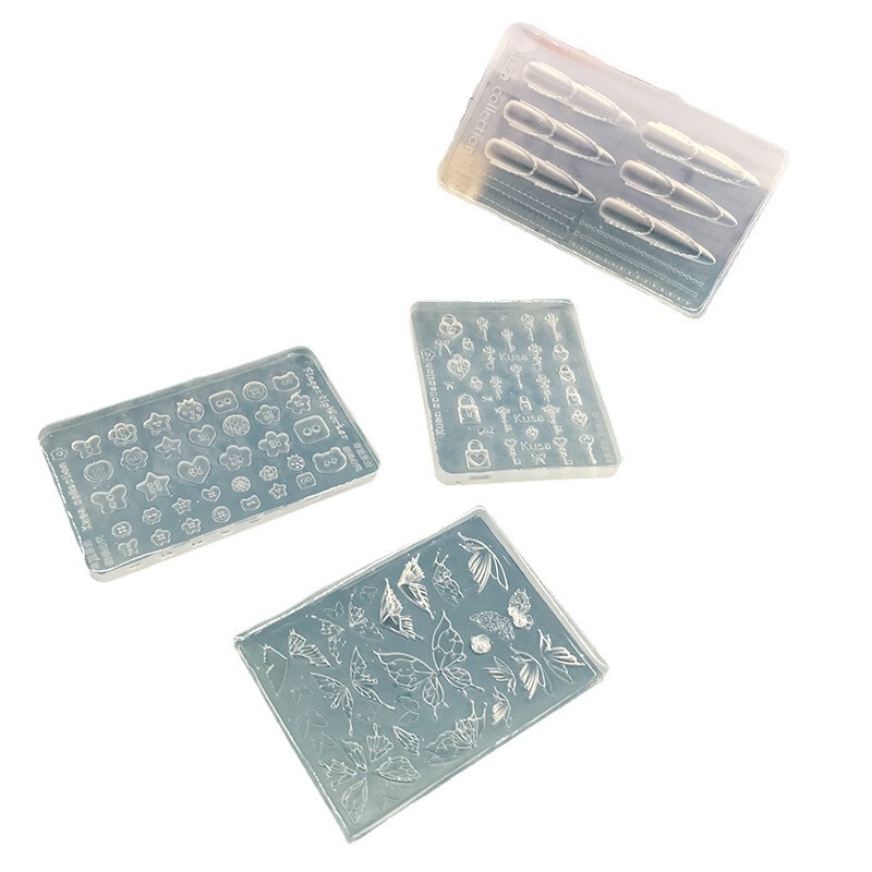 高透明 3D 立体ネイルアートモールドキーロックフレンチスカート食品グレードのシリコーンウェアラブルネイルアクセサリー diy ツール|undefined