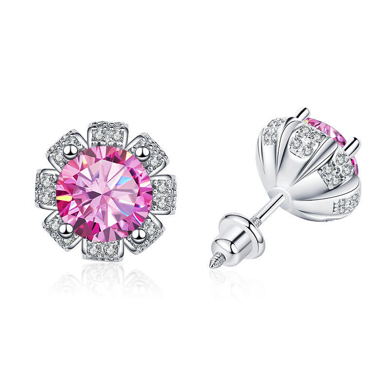 925 plata esterlina moissan piedra pendientes mujeres nuevos pendientes de ocho puntas simple pendientes de alta sensación chapado en oro pt950 al por mayor