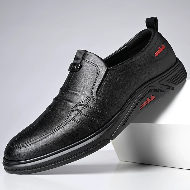 Кожаные туфли, мужская кожаная повседневная деловая обувь с мягкой подошвой, 2023 Новая мужская обувь для пап среднего возраста, осенняя Повседневная универсальная обувь
