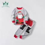 2025年儿童新款长袖长裤圣诞套装空调服圆领童装家居服两件套