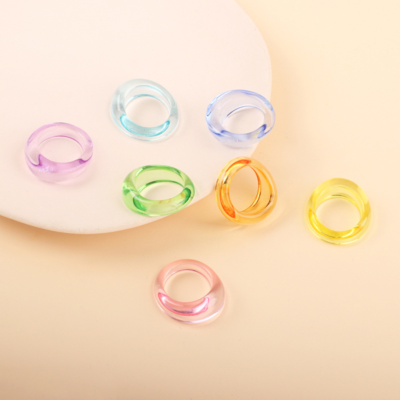 Fashion Candy Color Resin Transparent Ring Set display picture 6