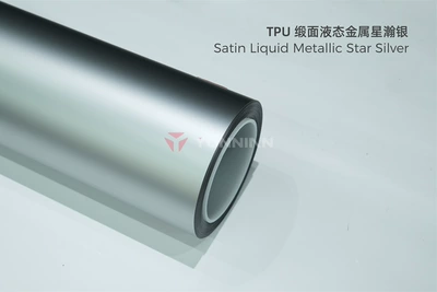 Auto Color Change Film: matte finish car wrap, satin - tpu-satin-liquid-starry-silver-15215m