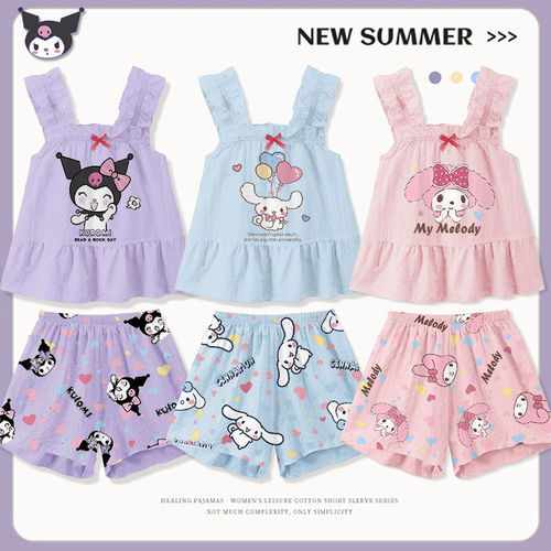 Girls 'vest suspender Kuromi pajamas Little girl printed princess children's summer thin sleeveless home wear