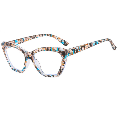  new cross-border fashion anti-blue light cat eye glasses frame European and American trendy floral frame flat mirror BL901