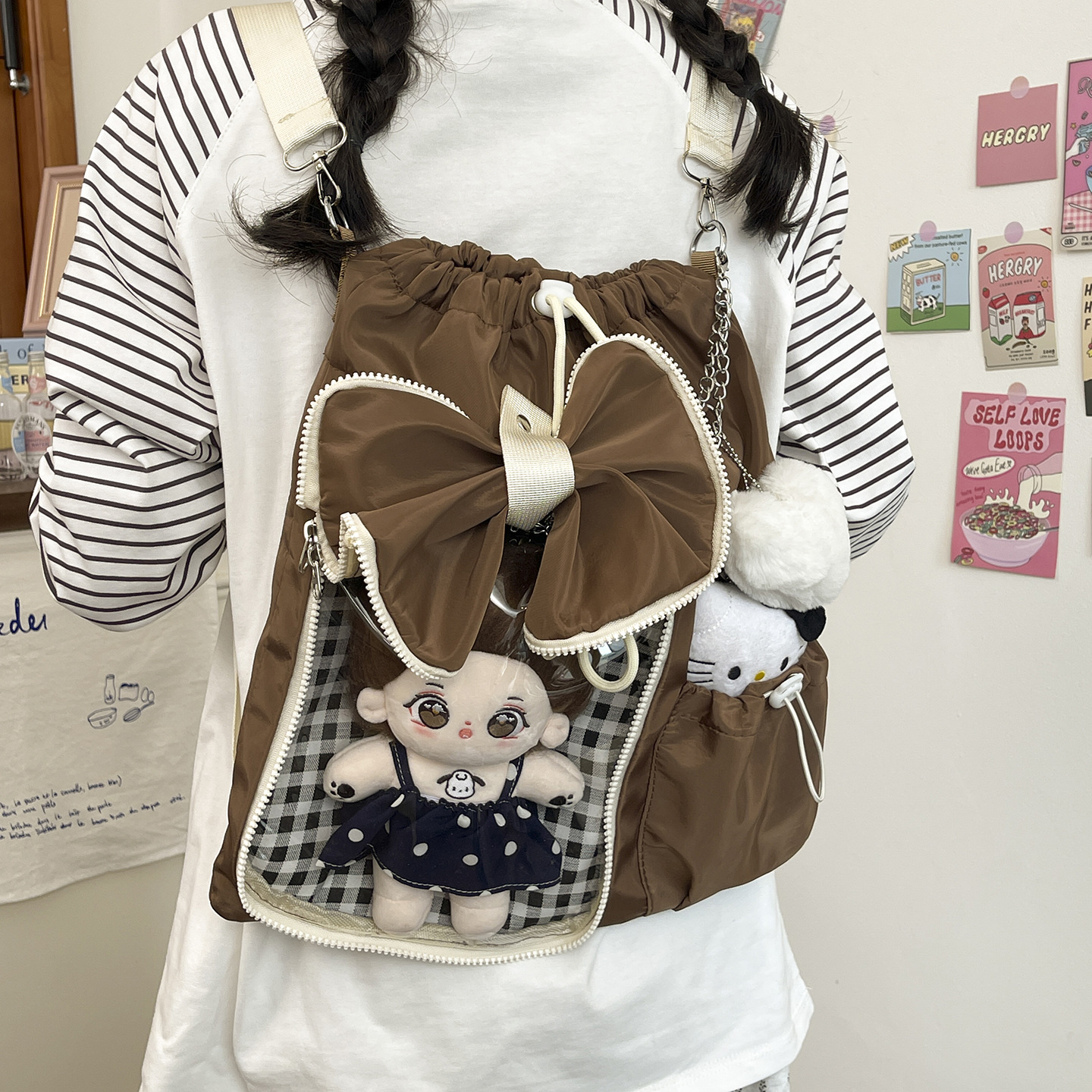 2026 nueva tendencia de gran capacidad bolso de hombro para mujeres lindas niñas de la escuela de viento bolsa de cuerda casual bolsa de dolor