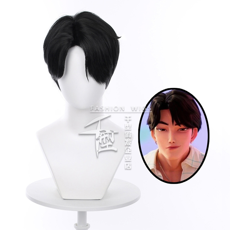 【绿箩】 Skpop猎魔女团 沙加男孩 Jinu 秦宇cos假发 头皮顶短发|undefined