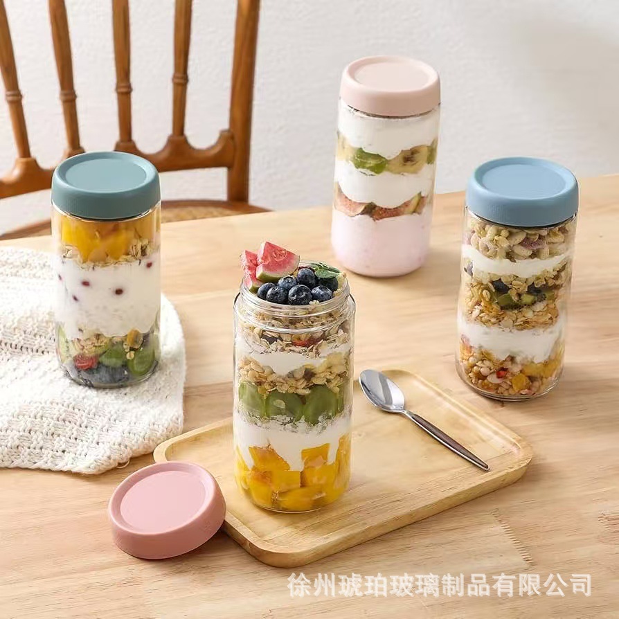 Conjunto de frasco de sellado de vidrio transfronterizo 12 piezas de frasco de almacenamiento de taza de avena a prueba de fugas de cocina de almacenamiento portátil de samason frasco