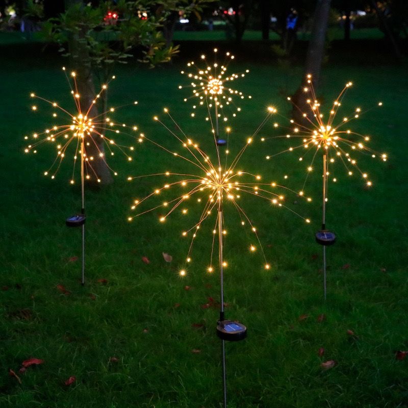 Lámpara de fuegos artificiales de inserción de suelo de diente de león solar, luces de decoración de jardín de jardín, luces de colores, luces de ambiente al aire libre, luces de césped, paisaje