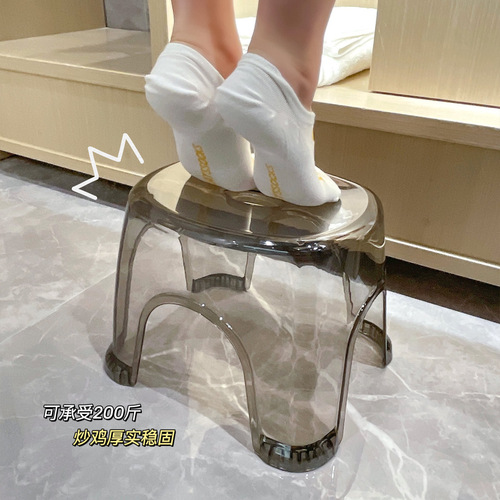 Acrylic small stool, transparent shoe changing stool, creative living room coffee table low stool, home bathroom bathing children's plastic stool