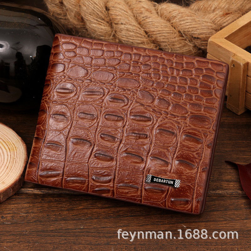 New crocodile pattern men's short wallet men's business casual card holder large capacity PU simulation leather wallet New crocodile pattern men's short wallet men's business casual card holder large capacity PU simulation leather wallet