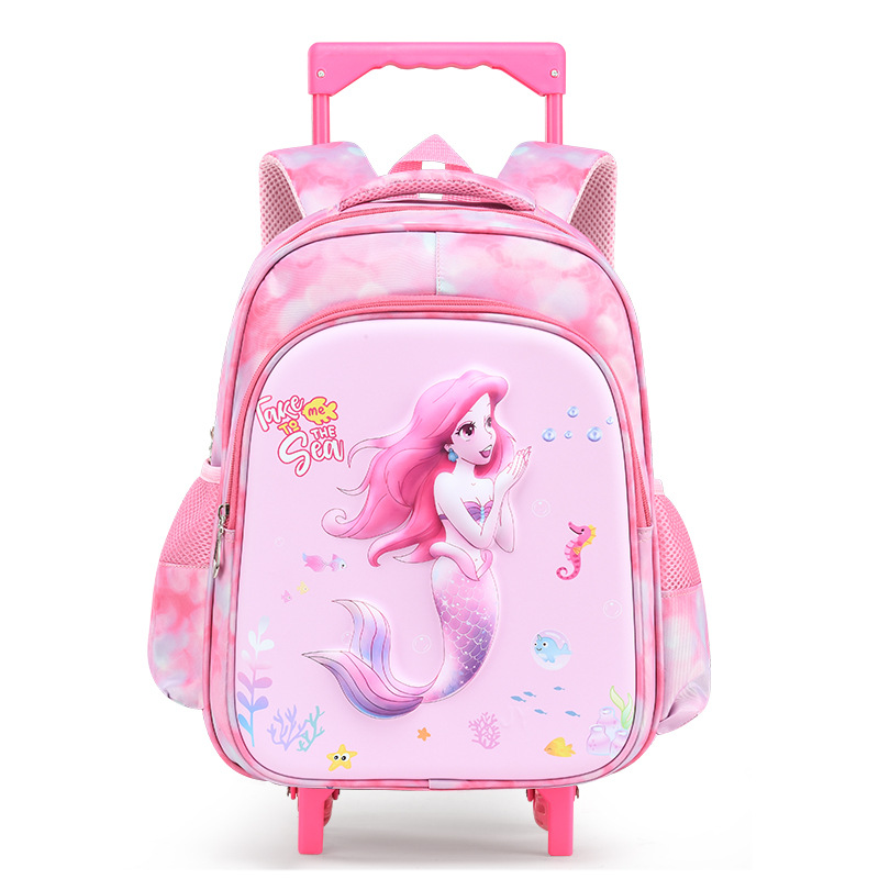 Mochila Escolar con Ruedas Infantil 3D 14 Pulgadas de Nailon Impermeable y Ligera para Escuela
