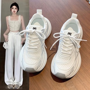 Sports Shoes Women's Shoes 2025 New Popular Spring Breathable Mesh Shoes Thick Sole Lightweight Running Casual Dad Shoes