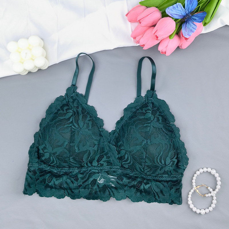 Transfronterizos Europa y América ropa interior de encaje de mujer sujetador de pecho pequeño sin anillo de acero ropa interior de pecho grande mostrando sujetador pequeño ropa interior de niñas delgada