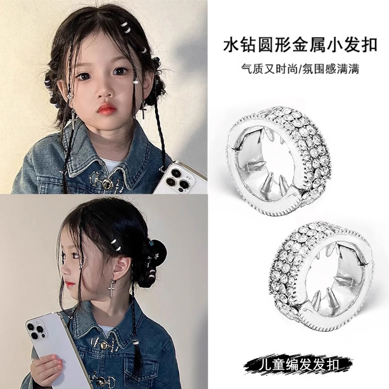 Fijación de cabello de metal redondo frisa clips de cabello de la frente de la mujer, el mismo tipo de clips de cabello de diamante pequeño tocado