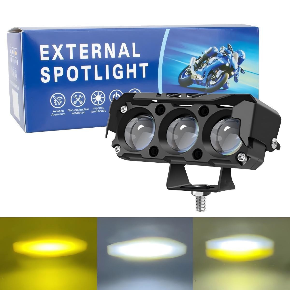Transfronterizos para motocicletas eléctricas LED faro de pavimentación amarillo y blanco de doble color faro de luz alta y baja semialuminio image 8