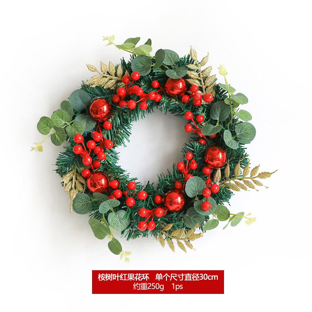 Guirnalda de Navidad 40cm Berry decorativo Garland eucalipto hoja verde planta Garland decoración de la puerta decoración transfronteriza