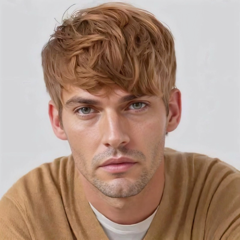 Peluca de hombre pelo corto recto Pelo Corto marrón Pelo Corto mullido Pelo Rizado corto negro flequillo oblicuo flequillo recto pelo una pieza