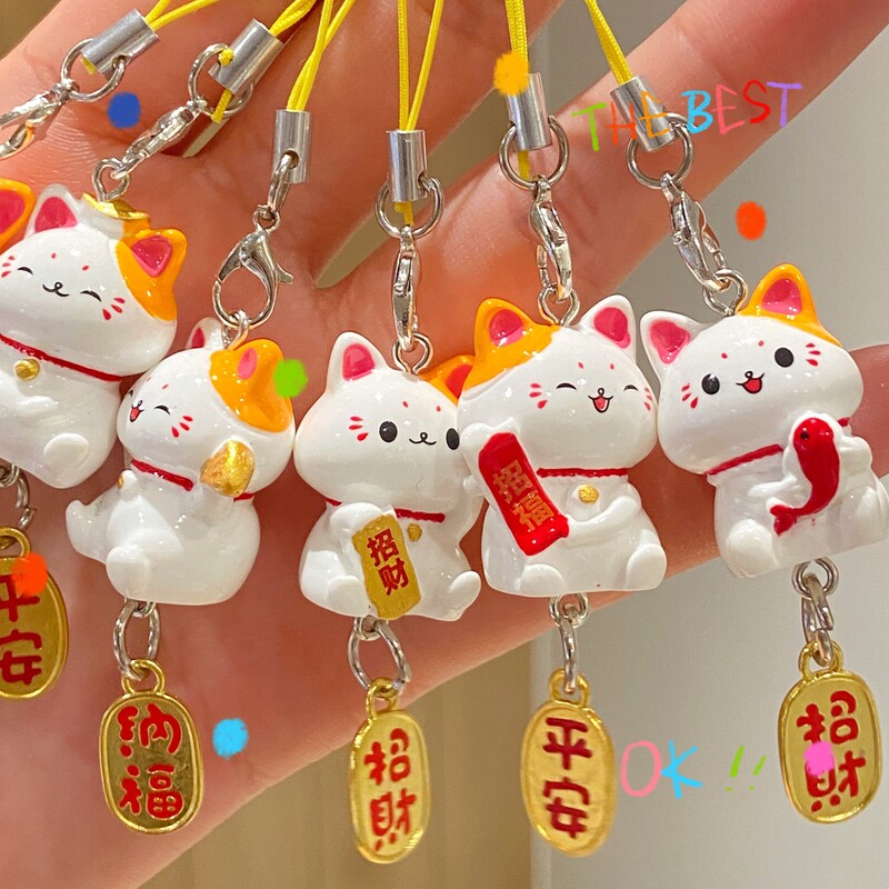 Cute Lucky Cat Pendant, High-Looking Ins Style Cat Lucky Cat Cute Bag Decoration Keychain Pendant