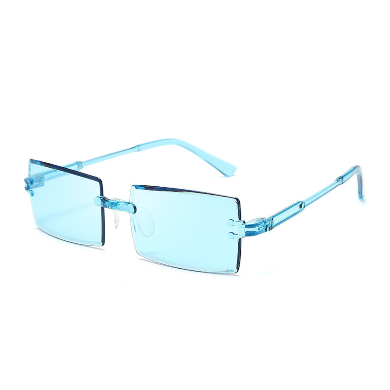 Frameless Square Gradient Ocean Lens Sunglasses, Fashionable Ins-style Trendy Street Photography Sunglasses_voghion.com