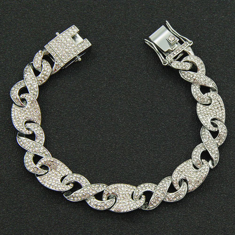 Pulsera De Hebilla De Nariz De Cerdo Con Costura Creativa De 8 Palabras Con Costura Creativa De Diamantes Completos display picture 3