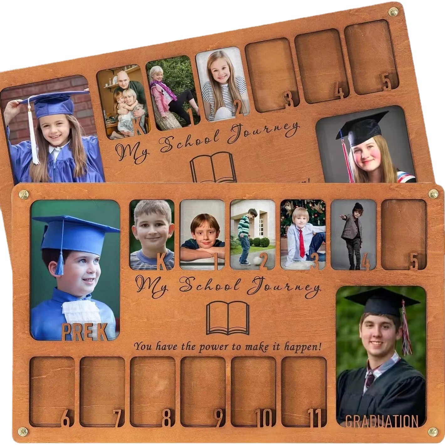 Marco de fotos de memoria de la escuela de graduación de madera creativa, registro personalizado, marco de fotos de crecimiento de los niños, marco decorativo de pared para el hogar