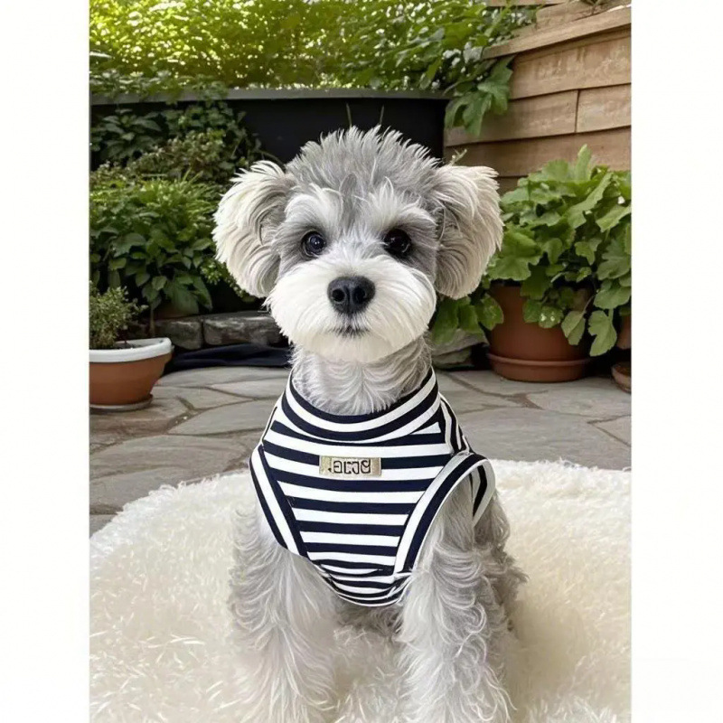 Verano delgado chaleco de rayas de mascotas Schnauzer Teddy Bear Boomerang VIP perros pequeños ropa de perro