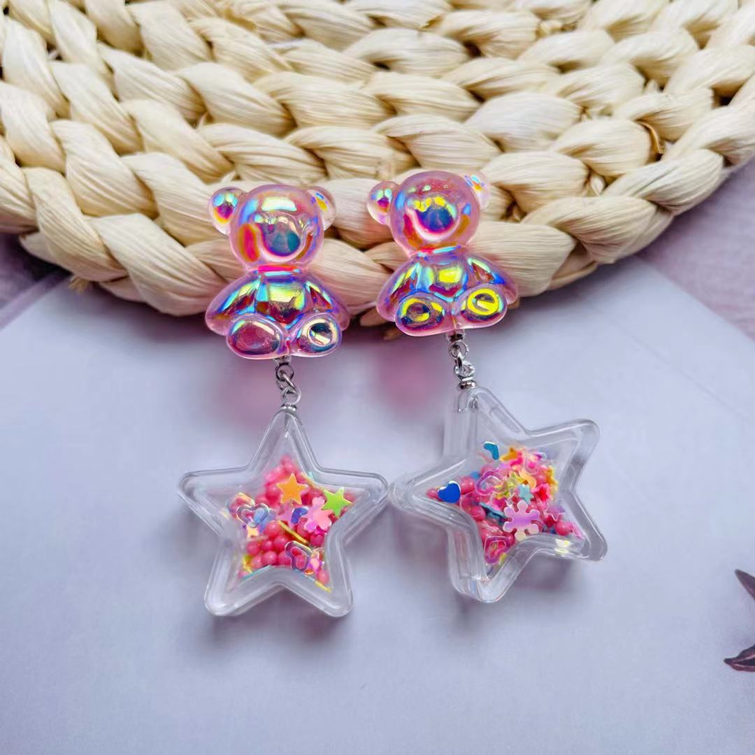 Mignon Star Ours Arylique Patchwork Femmes Boucles D'Oreilles display picture 7