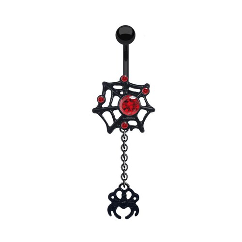 Cross-border red spider web pendant zinc alloy belly button ring heart-shaped upper and lower navel ornaments navel nail piercing jewelry manufacturer
