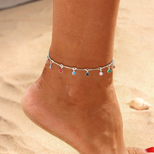 Amazon cross-border jewelry European and American fashion gem trend simple women's sunflower anklet women's anklet