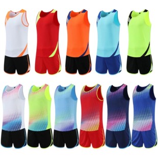 Track and Field Clothing Training Suit Men and Women Students Track and Field Competition Jersey Comfortable Breathable Marathon Running Vest Shorts