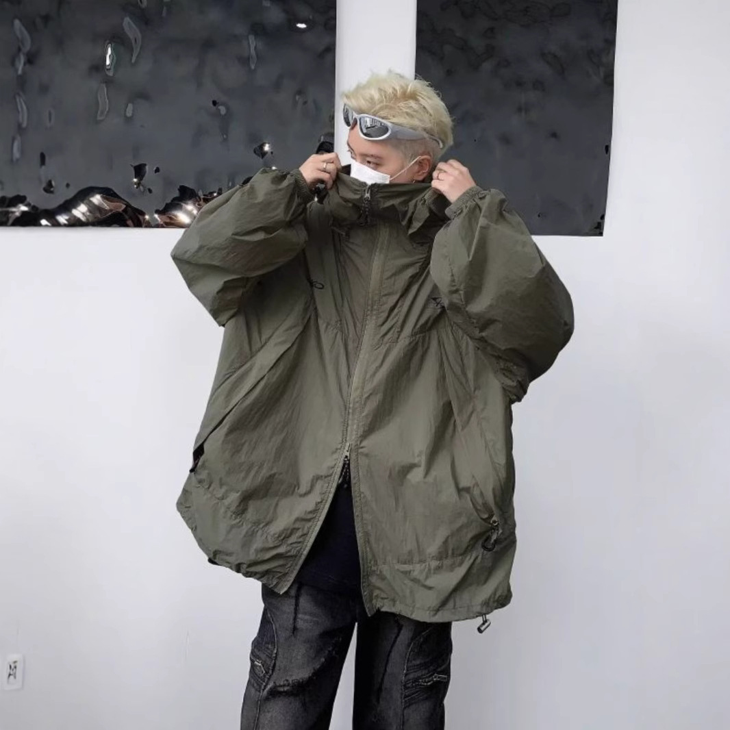 여름 올 매치 후드 썬 스크린 옷 아이스 실크 쿨 아메리칸 스타일 야외 통기성 느슨한 남녀 커플 재킷 코트