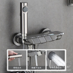 家用衛浴簡易花灑套裝分體式全銅槍灰色淋浴衛生間浴室增壓沐浴器