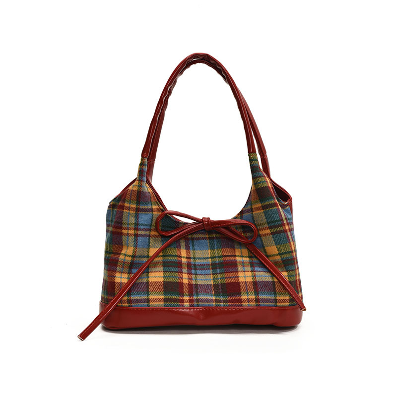 2025 New Korean Trend Preppy Style Plaid Underarm Bag Retro Fashion Versatile Shoulder Bag For Women - Thumbnail 7